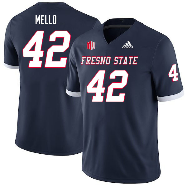 Men #42 Tyler Mello Fresno State Bulldogs College Football Jerseys Sale-Navy